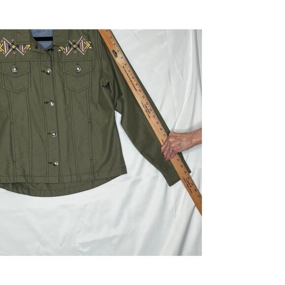 Ariat womens size S jacket olive green Aztec pattern button-up southwestern - Picture 7 of 10